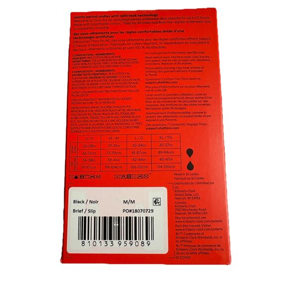 Thinx for All Period Underwear Super Absorbency - Black Briefs Size M - Picture 2 of 5